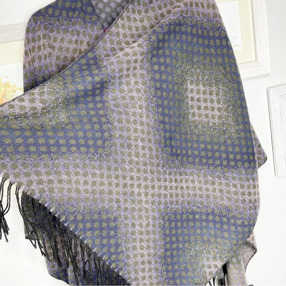 Purple & Green Polka Dot Tasseled Shawl - Picture 3 of 8